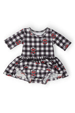 Texas Tech Plaid Raider Red 3/4 Sleeve Twirl Bodysuit - Image 2