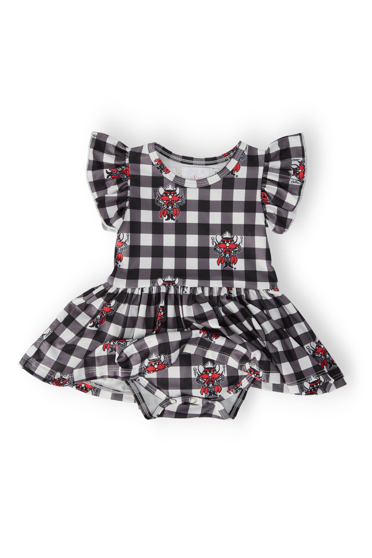 Texas Tech Plaid Raider Red Flutter Twirl Bodysuit - Image 2