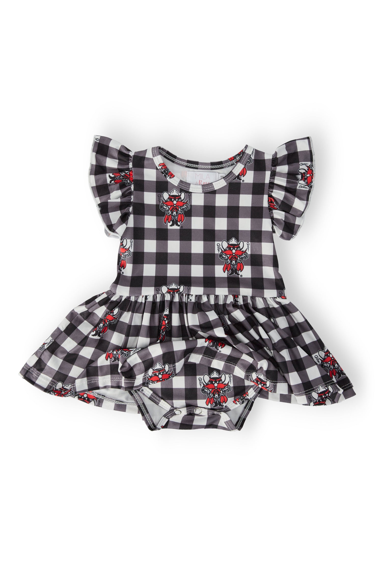 Texas Tech Plaid Raider Red Flutter Twirl Bodysuit - Image 2