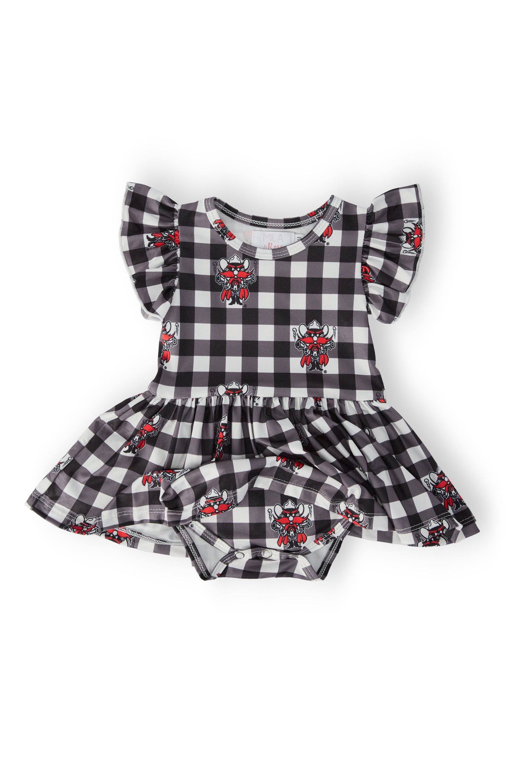 Texas Tech Plaid Raider Red Flutter Twirl Bodysuit - Image 2