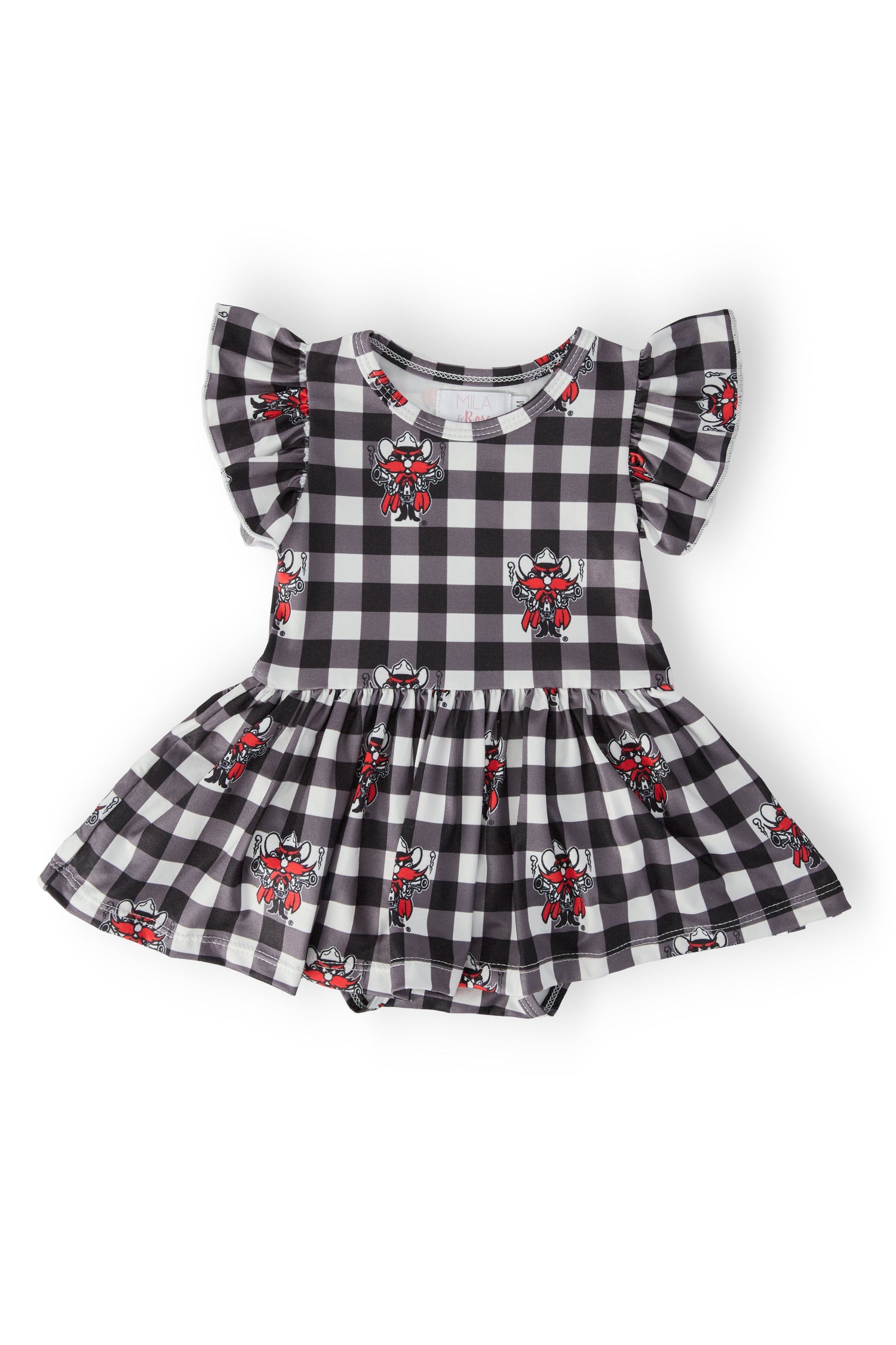 Texas Tech Plaid Raider Red Flutter Twirl Bodysuit