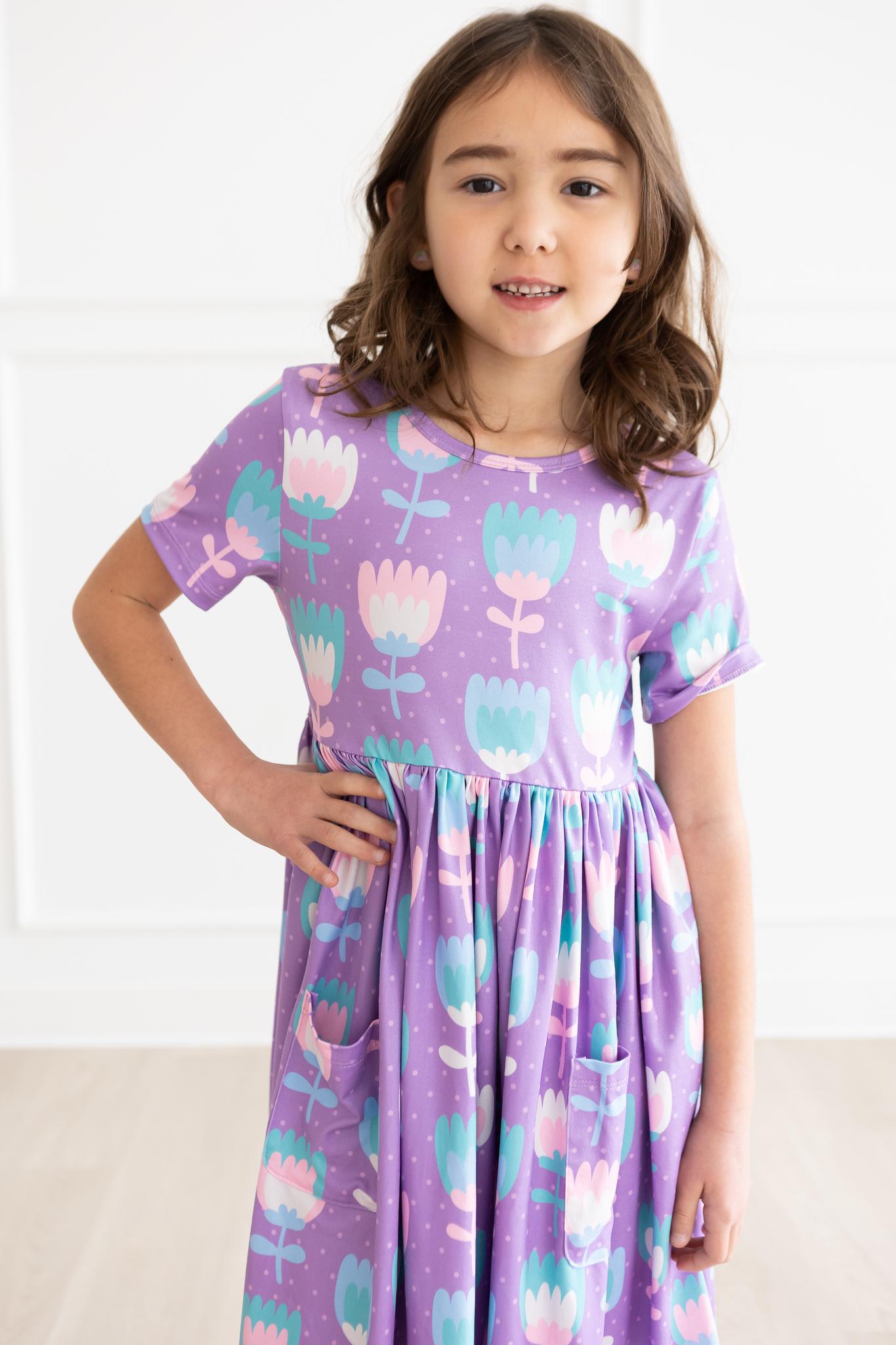 Too Cool Tulips S/S Pocket Twirl Dress - Image 3