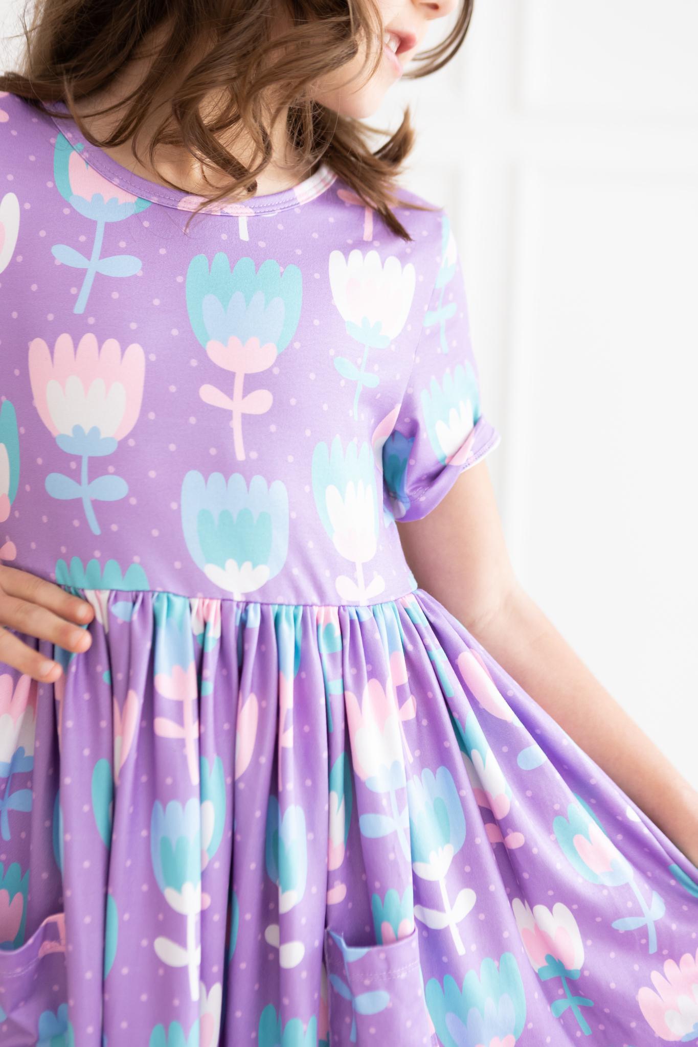 Too Cool Tulips S/S Pocket Twirl Dress - Image 4