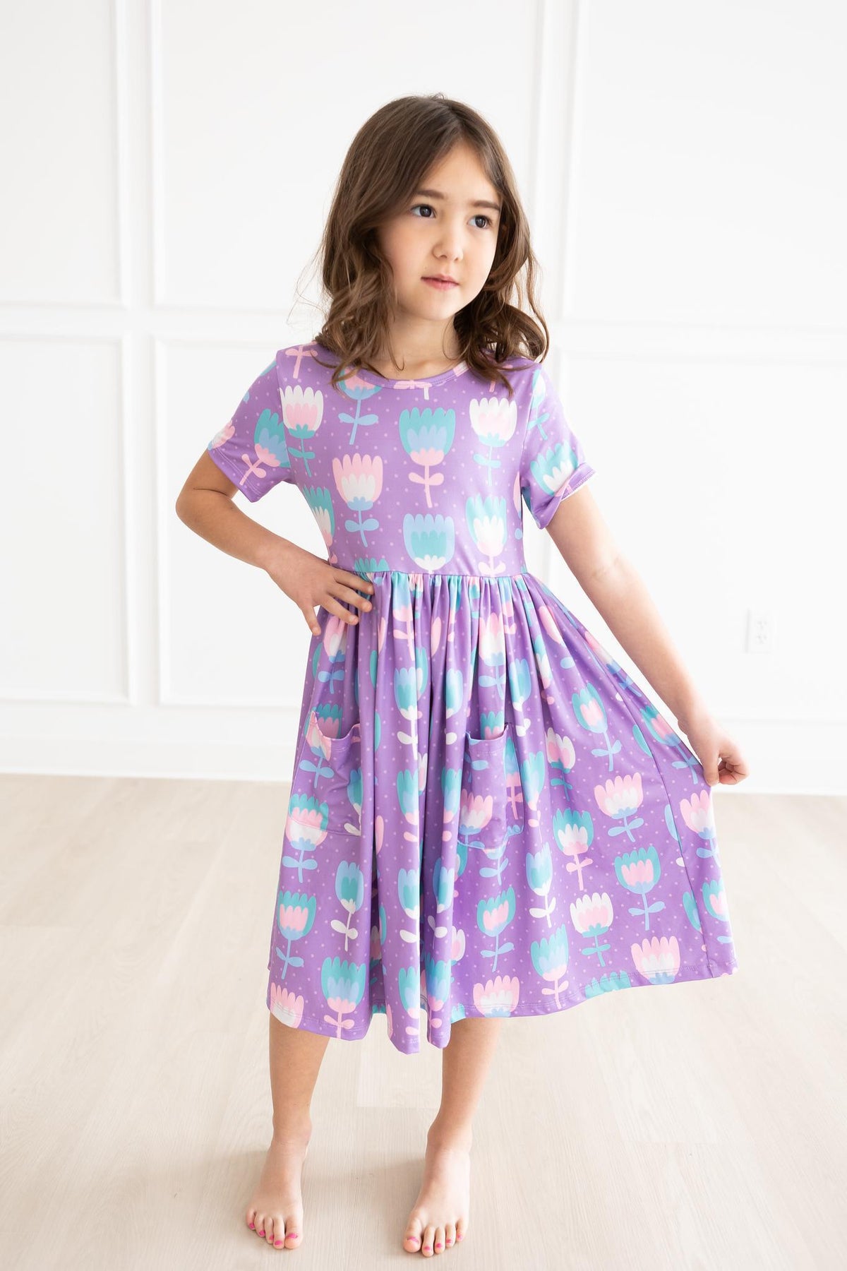 Too Cool Tulips S/S Pocket Twirl Dress - Image 5