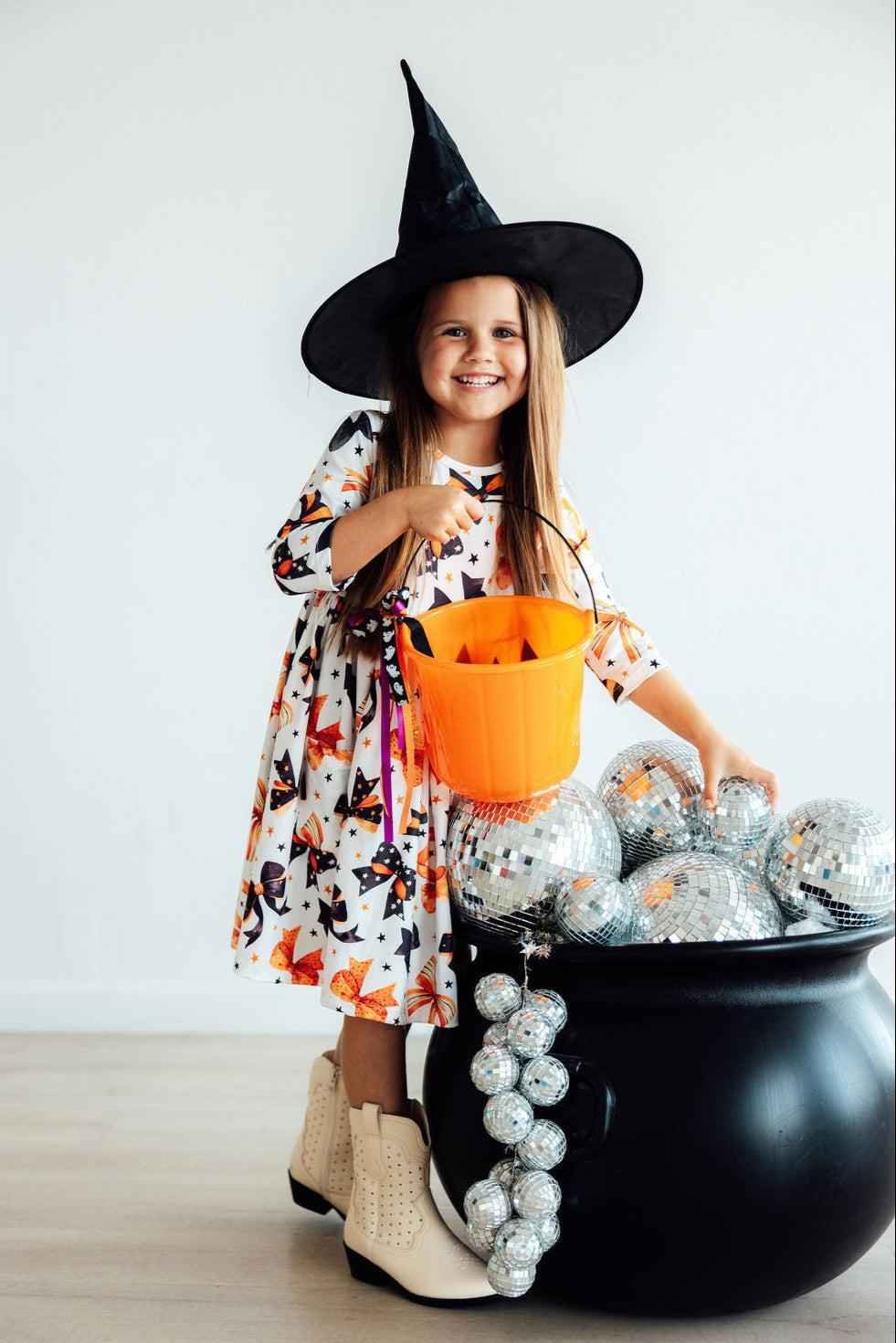 Trick or Twirl 3/4 Sleeve Pocket Twirl Dress