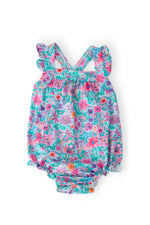 Tropical Garden Ruffle Cross Back Romper