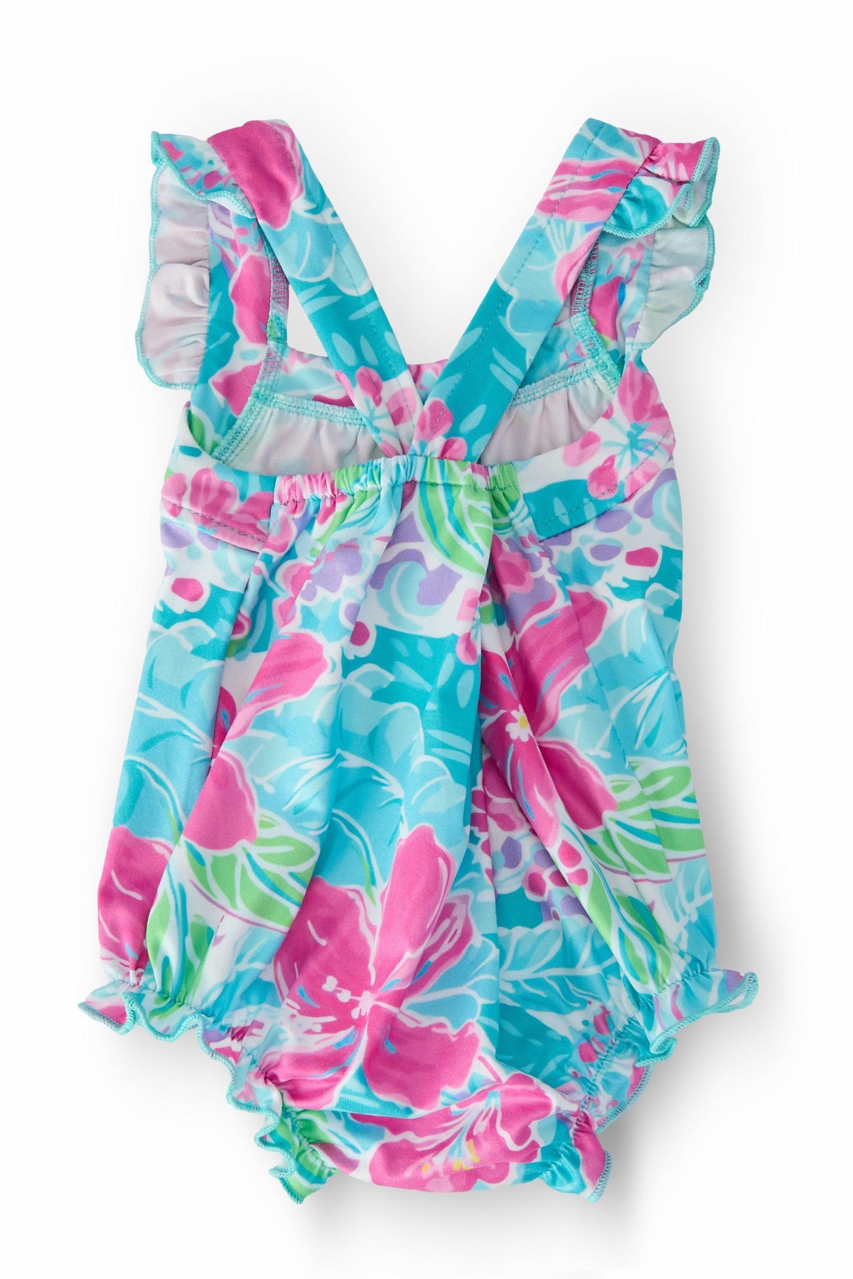 Tropical Punch Ruffle Cross Back Romper - Image 2