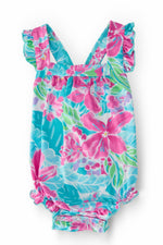 Tropical Punch Ruffle Cross Back Romper