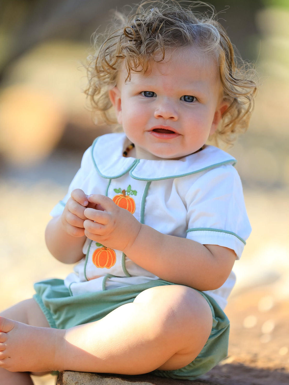 Rylee Faith Designs - Fall Halloween & Thanksgiving Applique Plaid Boys Bloomers Romper Set - alternate view 4
