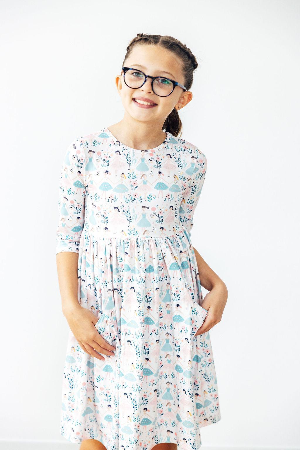 Twinkle Toes 3/4 Sleeve Pocket Twirl Dress - Image 2
