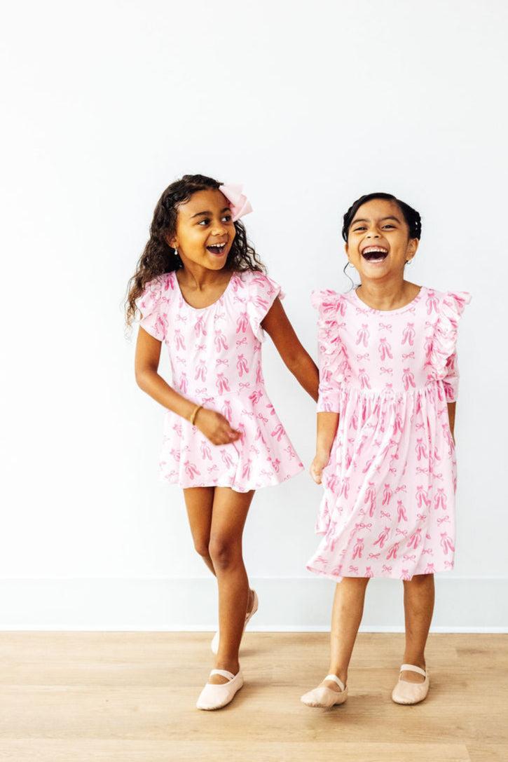 Twirling en Pointe 3/4 Sleeve Ruffle Twirl Dress - Image 2