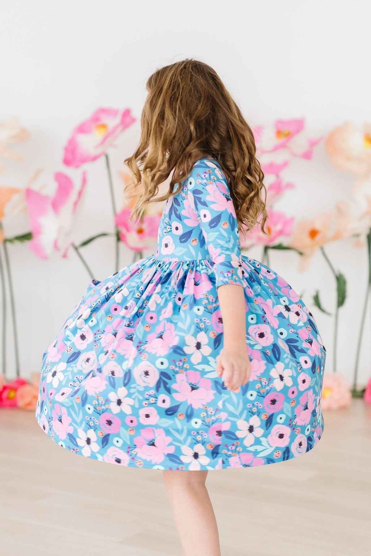 Twirling in Teal 3/4 Sleeve Pocket Twirl Dress - Image 4