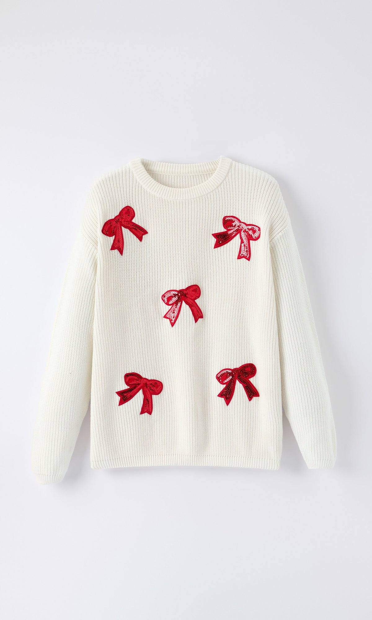 Rylee Faith Designs - Mommy & Me Winter Girls Bow Sequins Pullover Sweater - alternate view 7