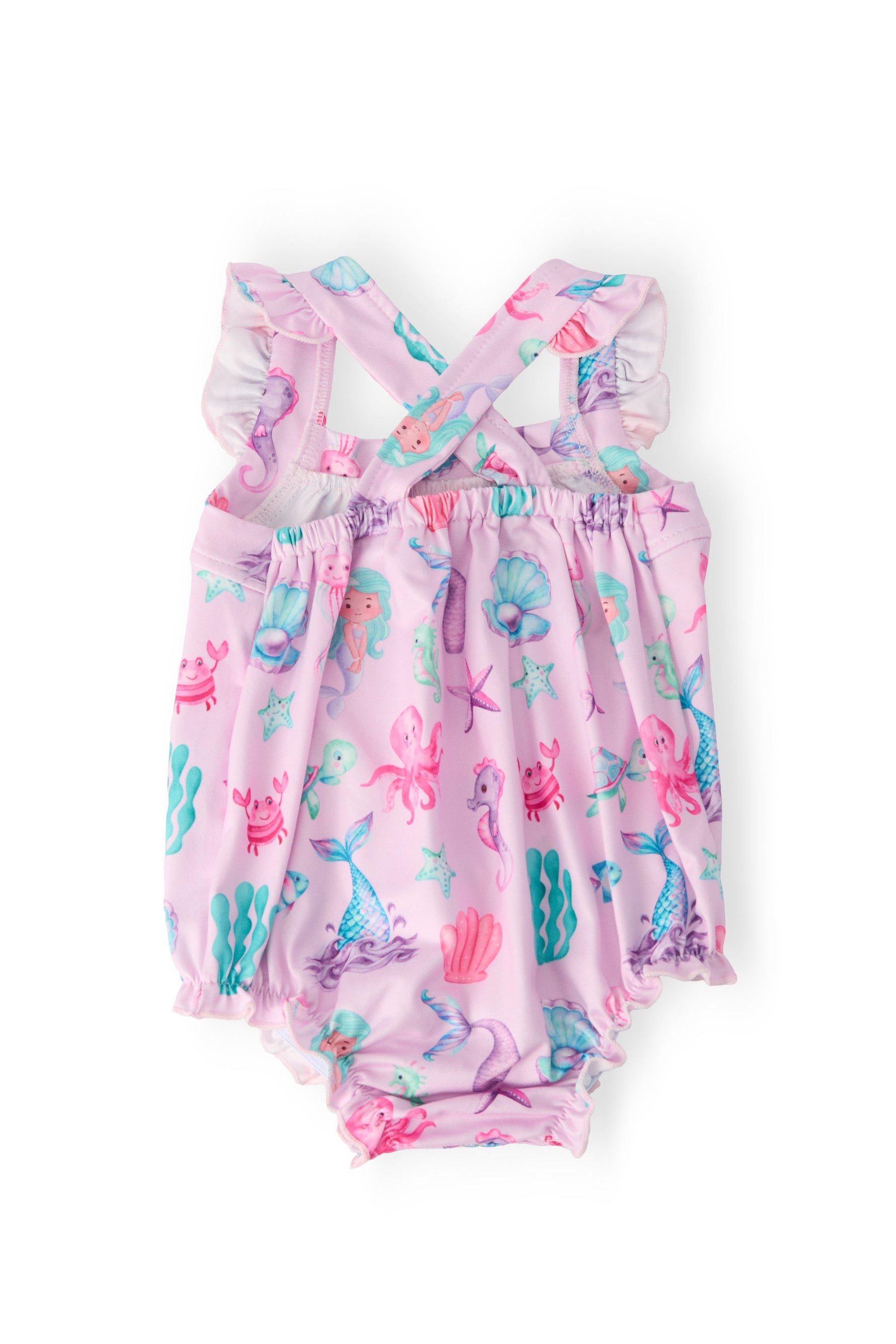 Under the Sea Ruffle Cross Back Romper - Image 2