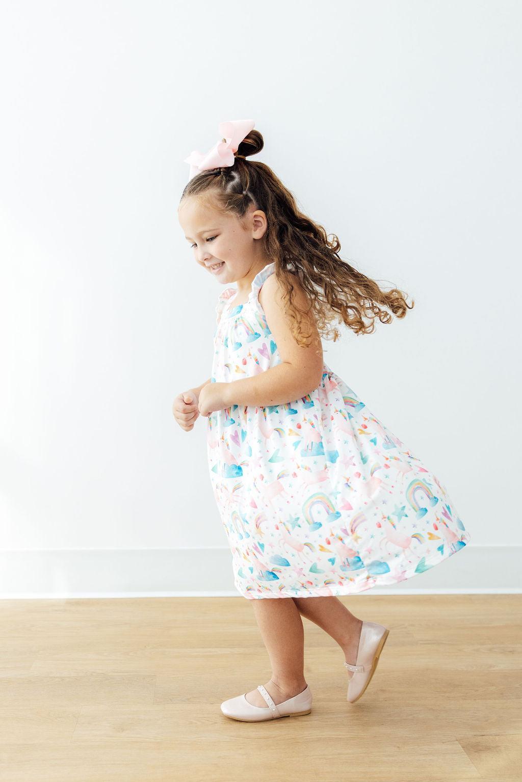 Unicorn Kisses Ruffle Cross Back Dress - Image 3