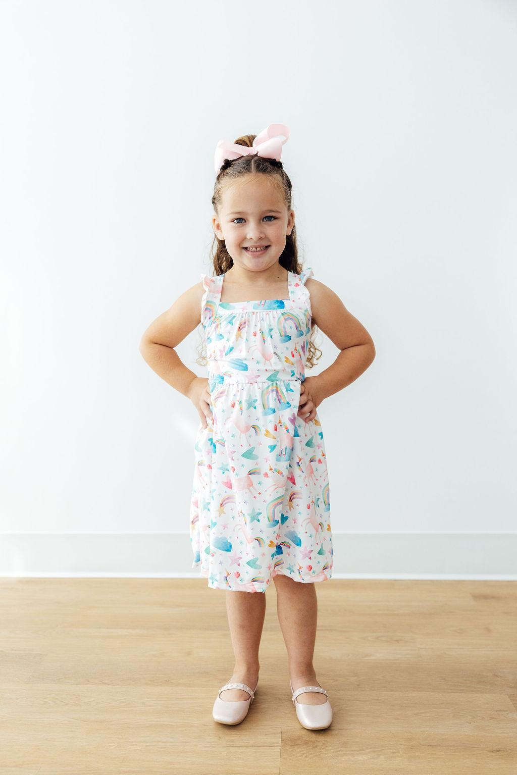Unicorn Kisses Ruffle Cross Back Dress - Image 4