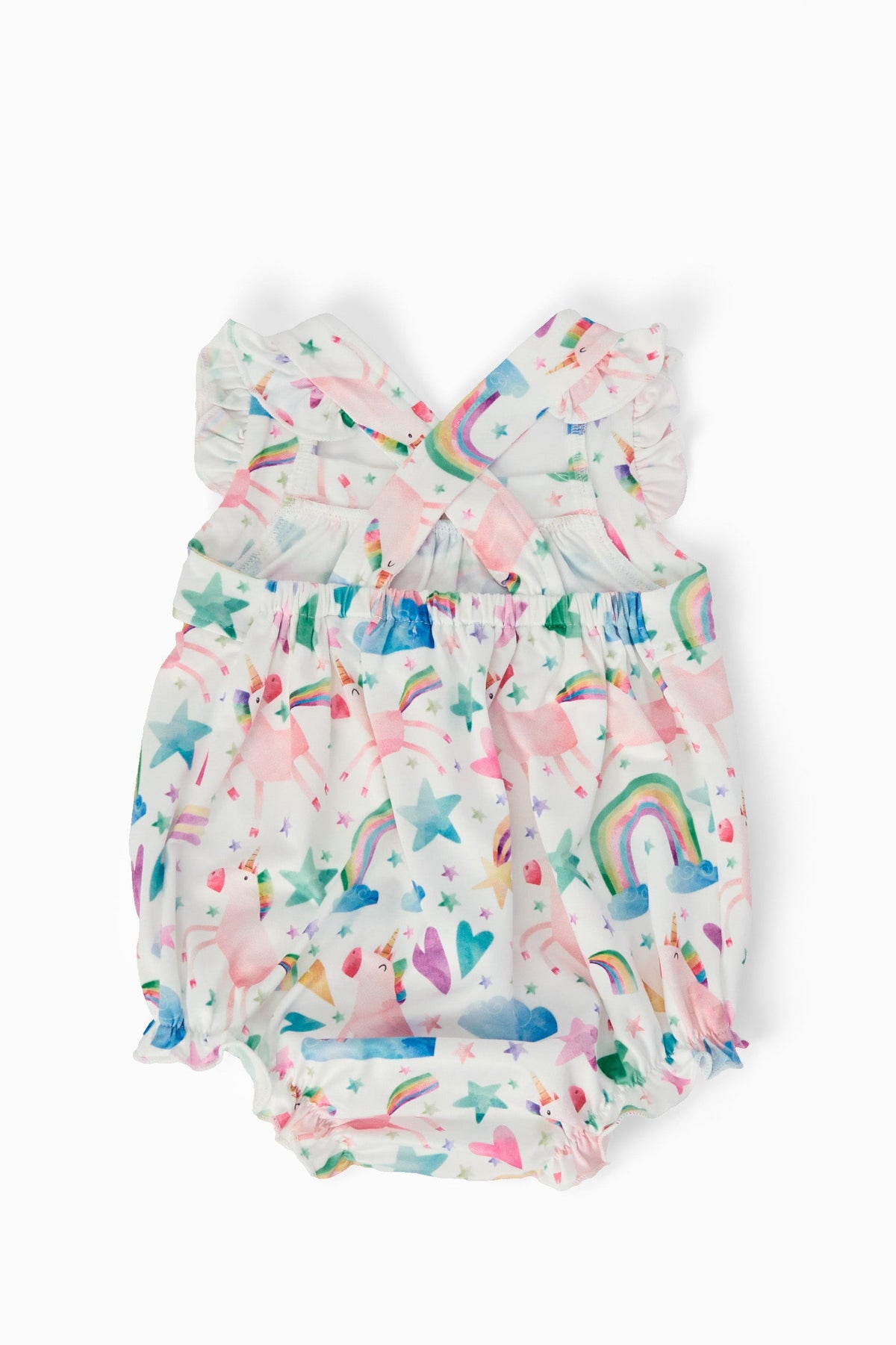 Unicorn Kisses Ruffle Cross Back Romper - Image 2