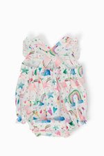 Unicorn Kisses Ruffle Cross Back Romper - Image 2