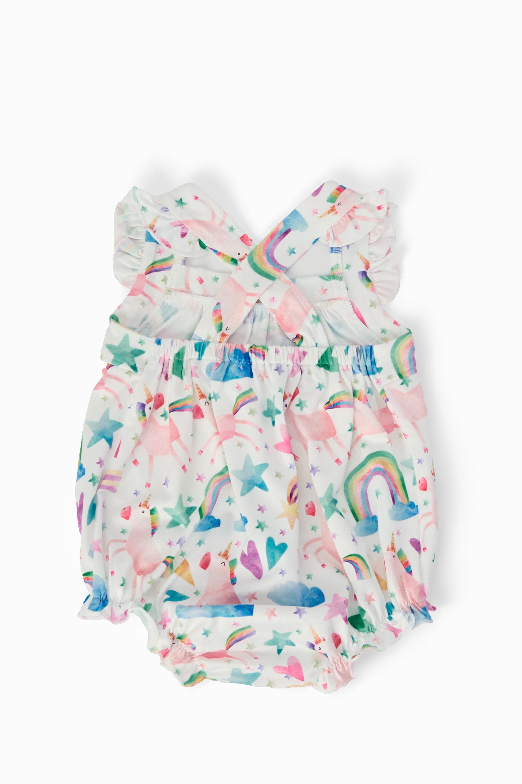 Unicorn Kisses Ruffle Cross Back Romper - Image 2