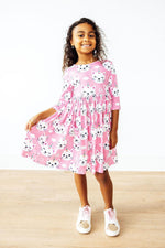 Unicorn Kitties 3/4 Sleeve Pocket Twirl Dress - Image 3