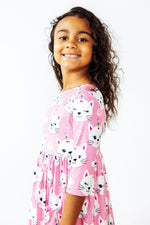 Unicorn Kitties 3/4 Sleeve Pocket Twirl Dress - Image 4
