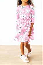 Unicorn Kitties 3/4 Sleeve Pocket Twirl Dress - Image 5