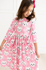Unicorn Kitties 3/4 Sleeve Pocket Twirl Dress - Image 8
