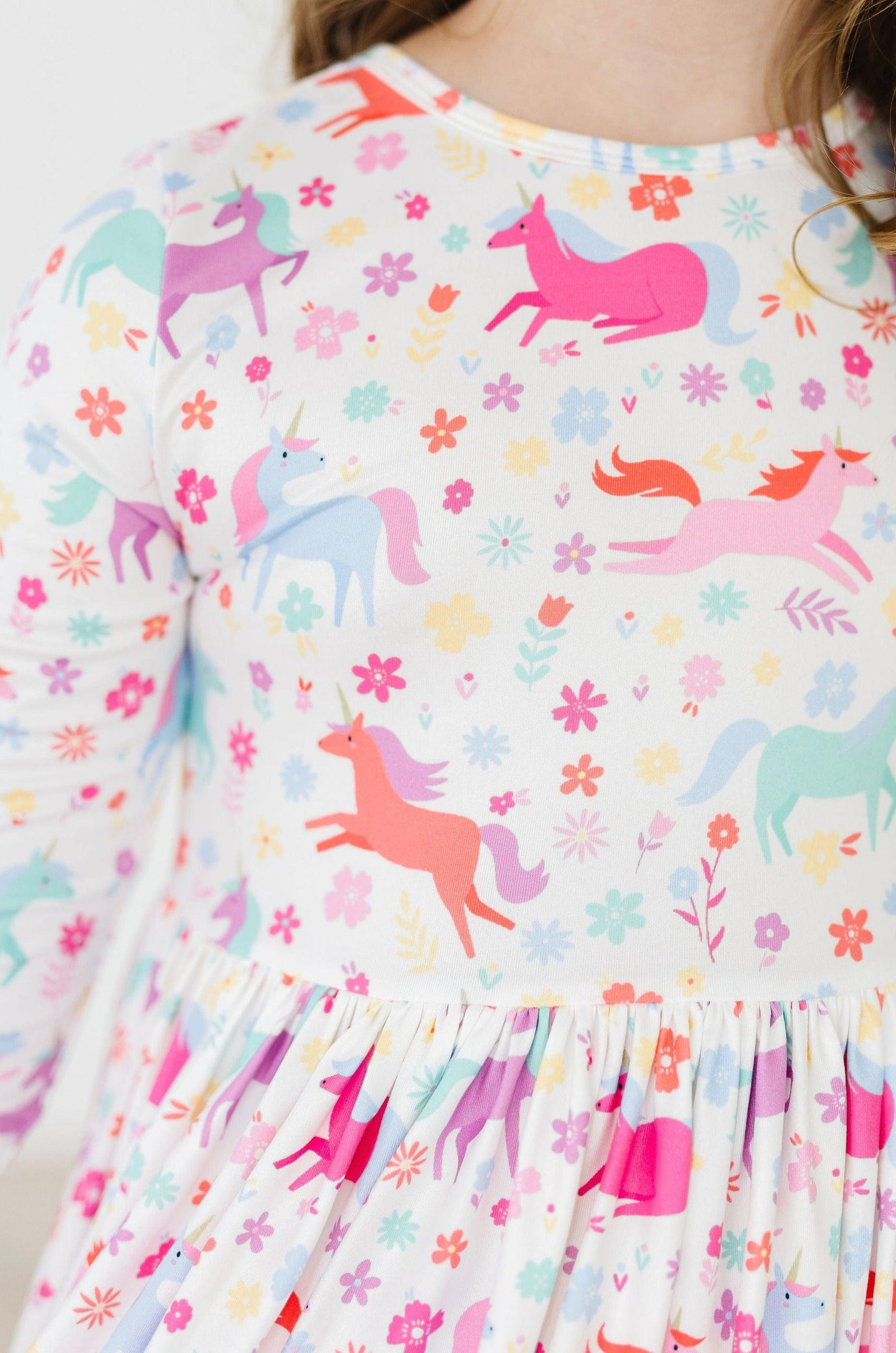 Unicorn Wish 3/4 Sleeve Pocket Twirl Dress - Image 2