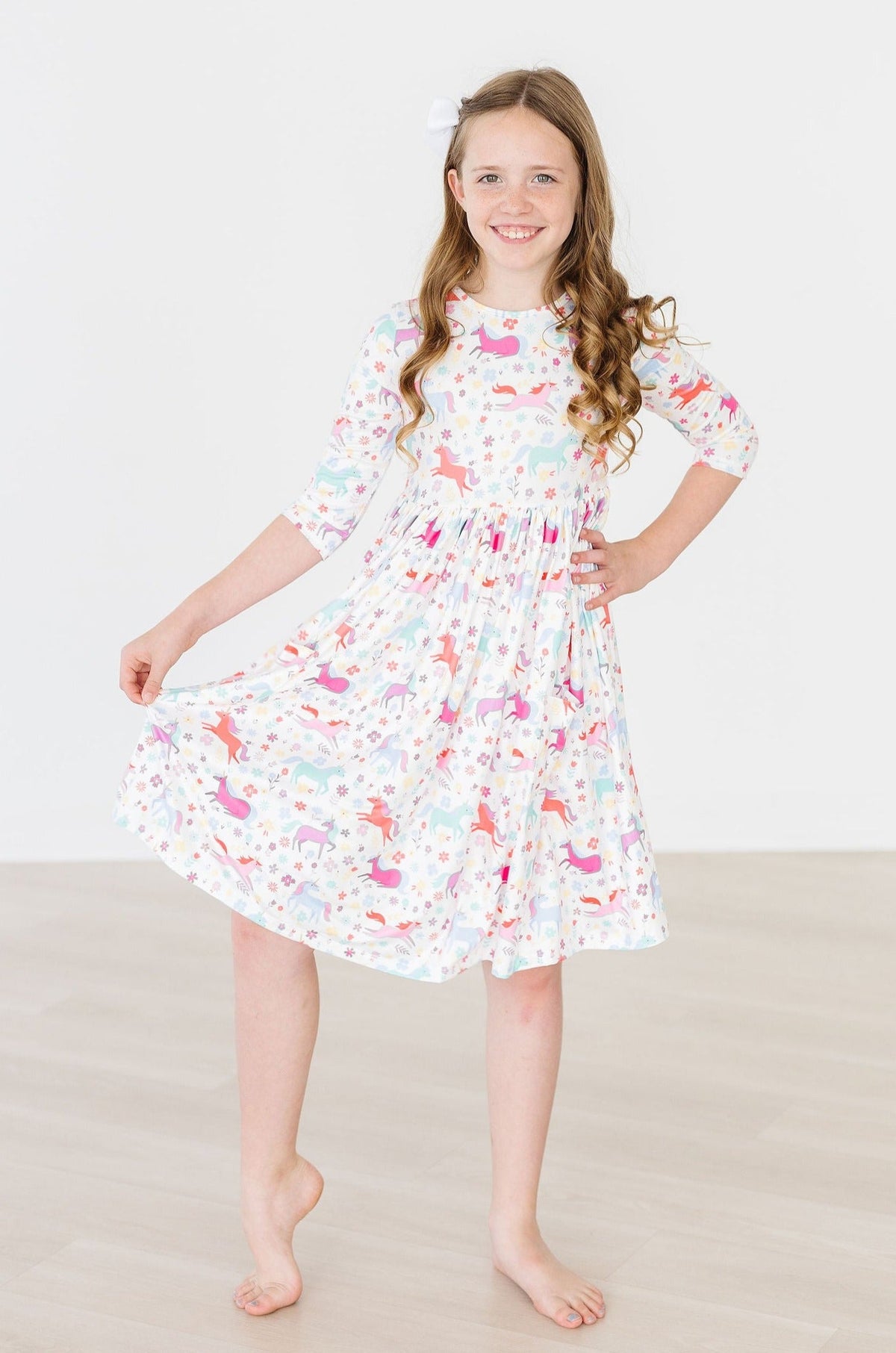 Unicorn Wish 3/4 Sleeve Pocket Twirl Dress - Image 4