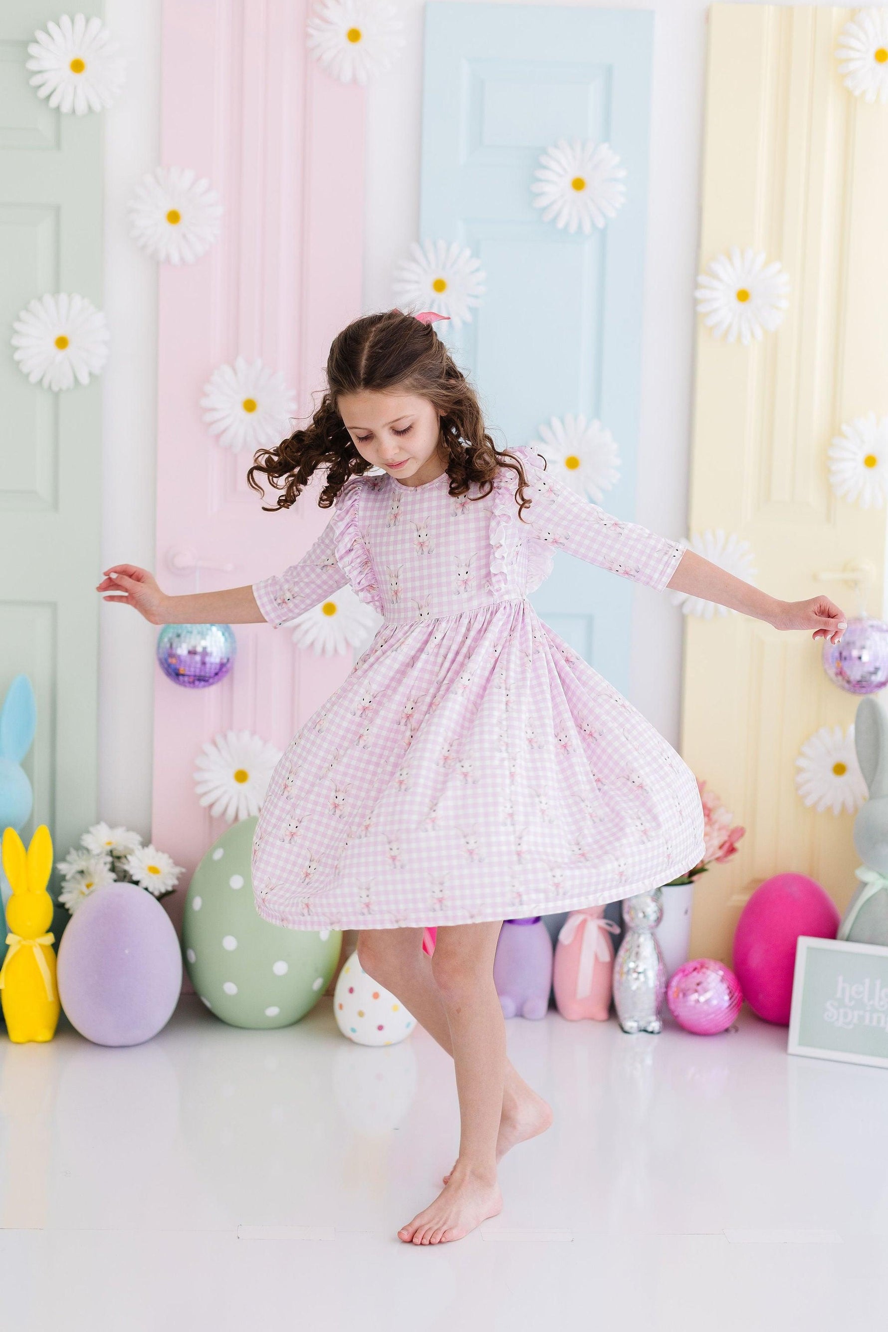 Baby Bunnies 3/4 Sleeve Ruffle Twirl Dress - Image 2