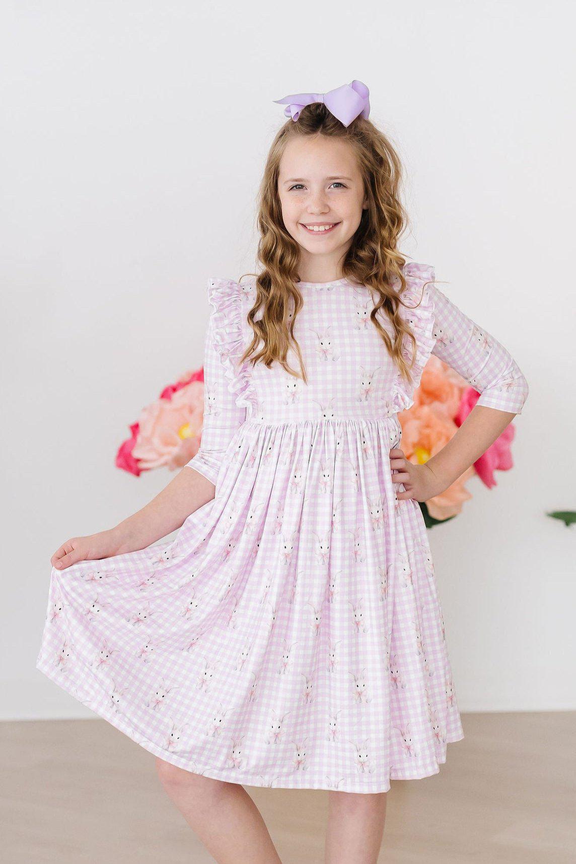 Baby Bunnies 3/4 Sleeve Ruffle Twirl Dress - Image 4