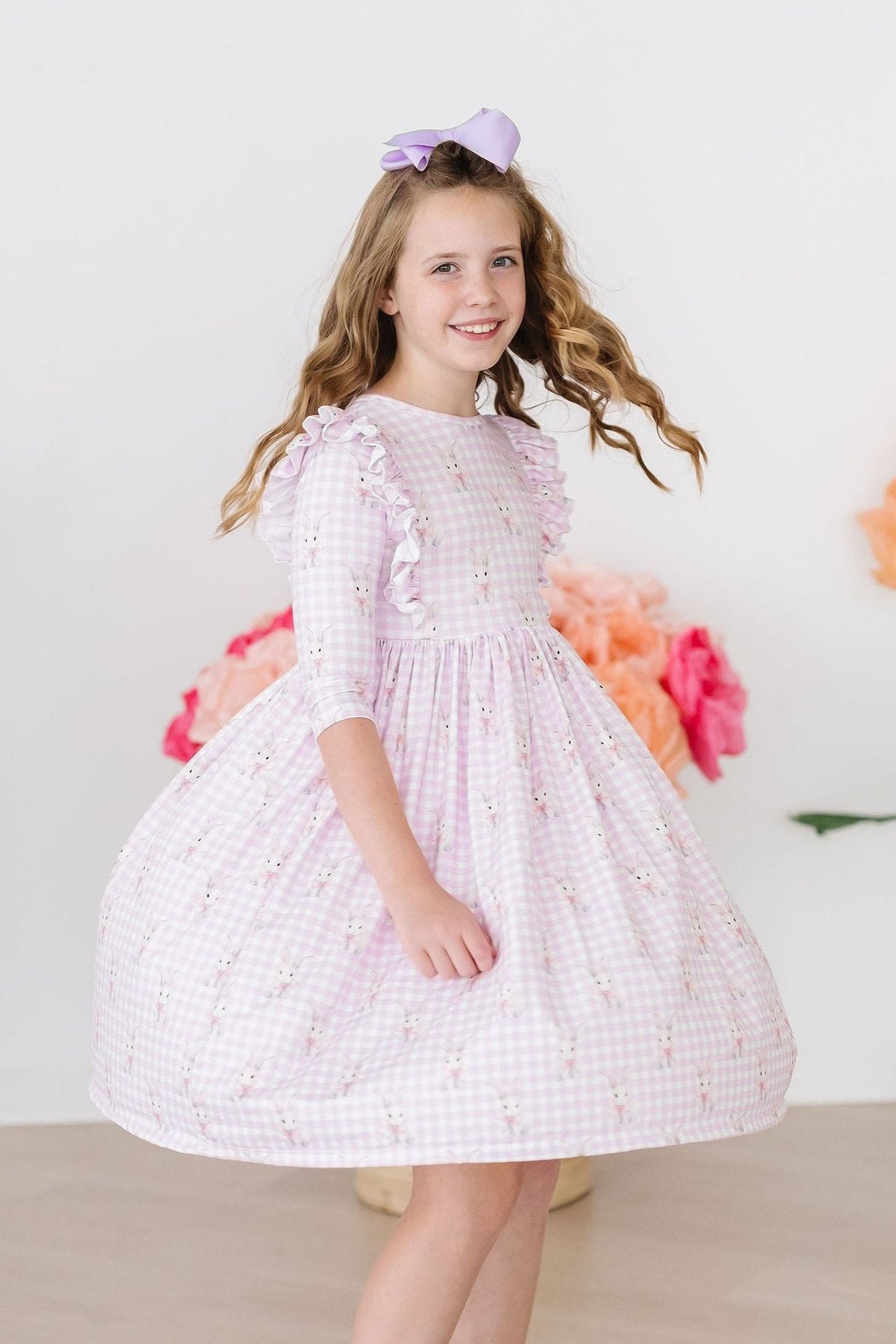 Baby Bunnies 3/4 Sleeve Ruffle Twirl Dress - Image 5