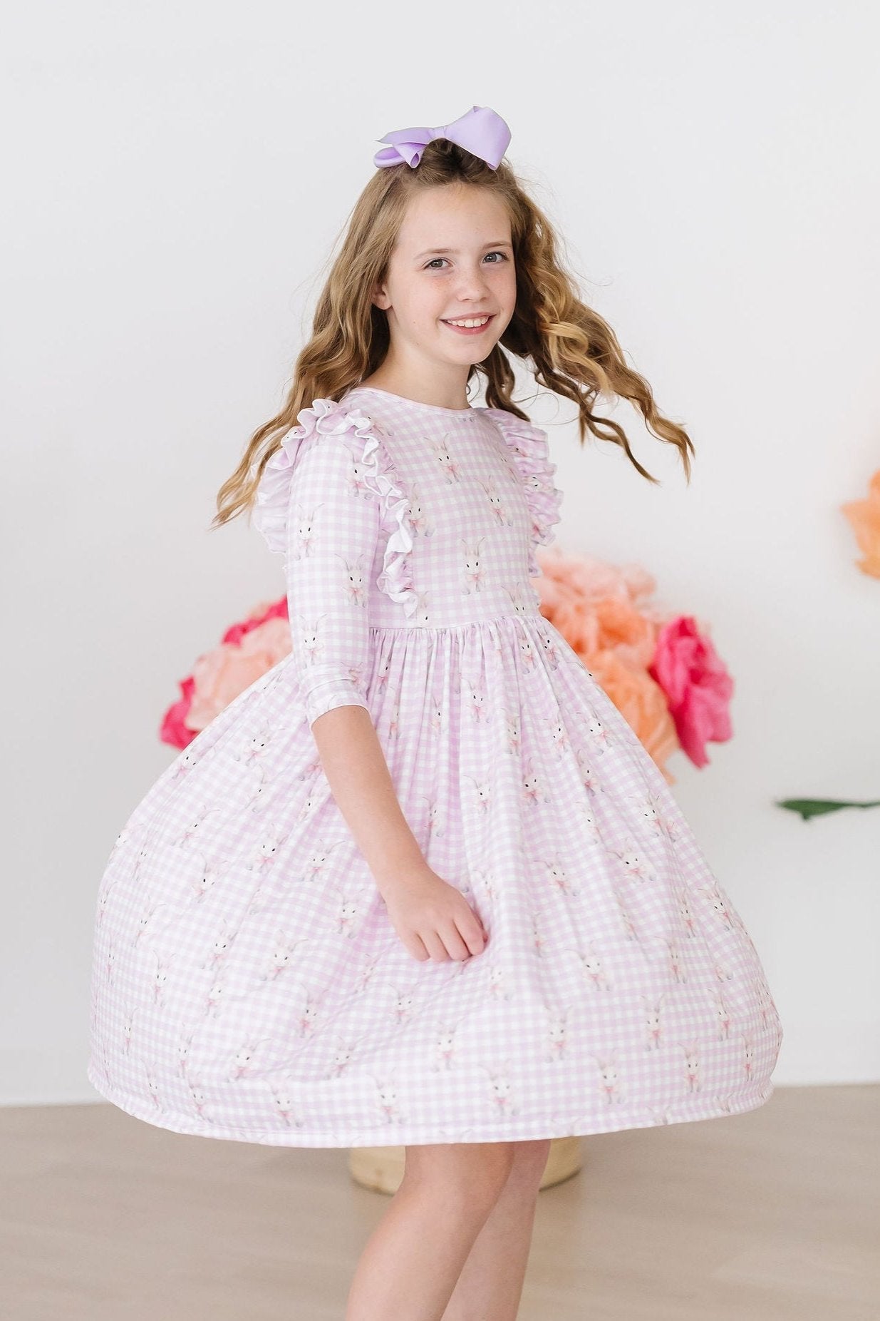 Baby Bunnies 3/4 Sleeve Ruffle Twirl Dress - Image 5