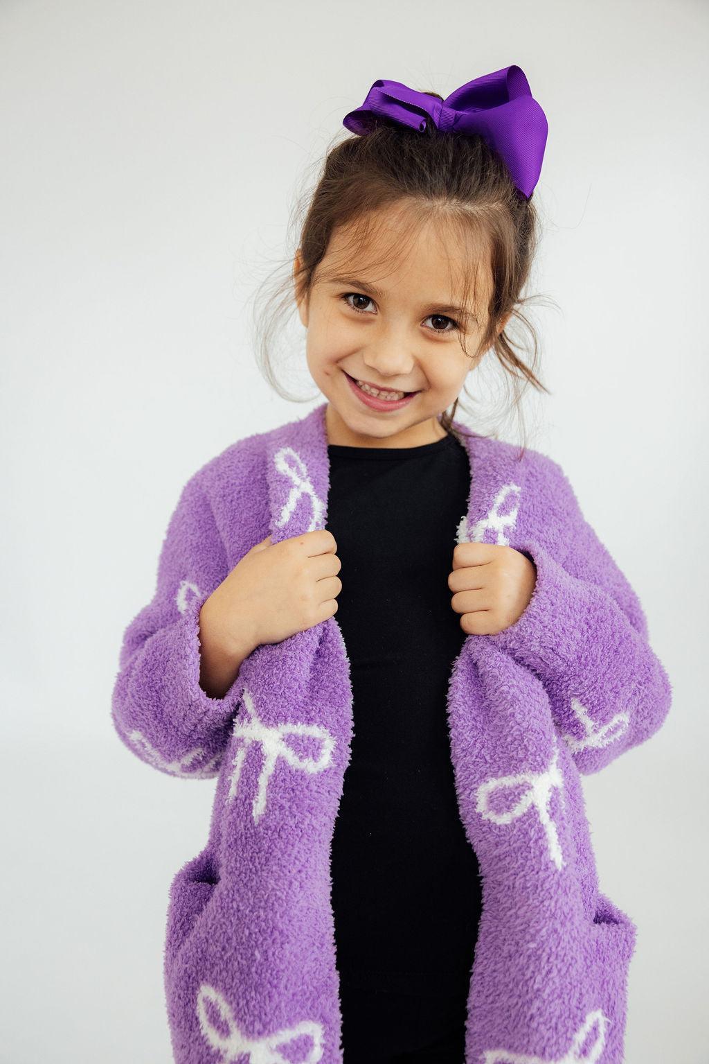 Lilac/Coconut Bow Cozy Cardigan - Image 2