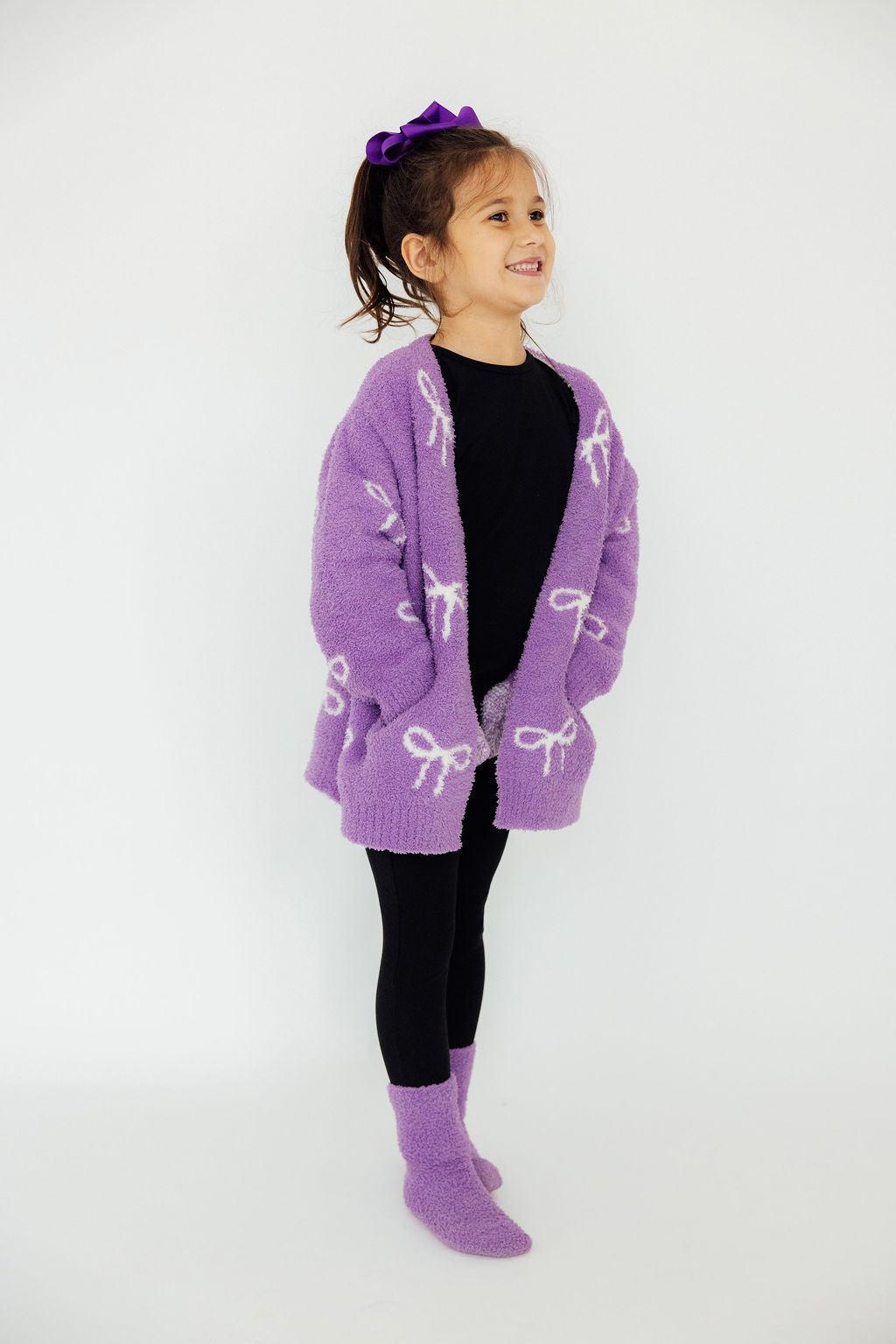 Lilac/Coconut Bow Cozy Cardigan - Image 3