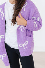 Lilac/Coconut Bow Cozy Cardigan - Image 4