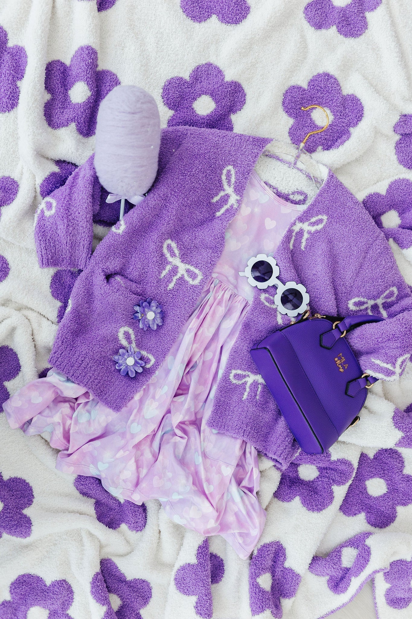 Lilac/Coconut Bow Cozy Cardigan - Image 5