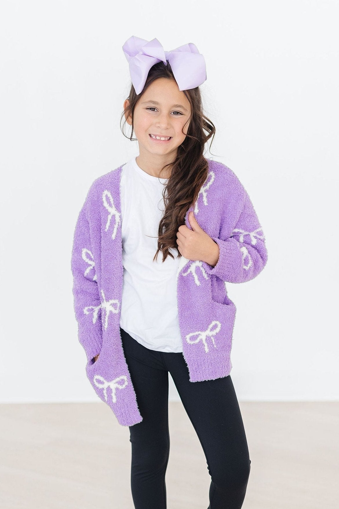 Lilac/Coconut Bow Cozy Cardigan - Image 6