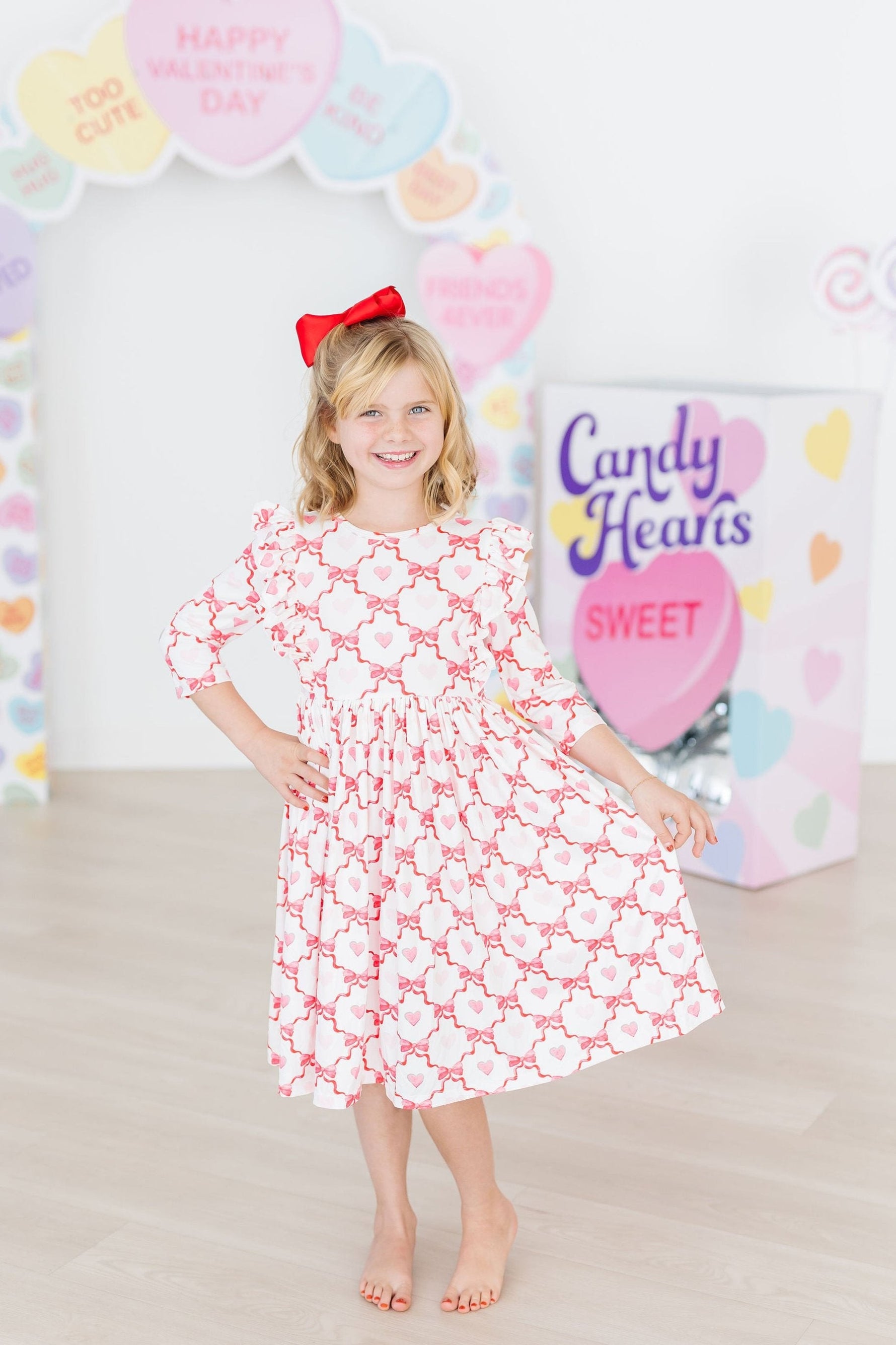 Lovebug 3/4 Sleeve Ruffle Twirl Dress - Image 4