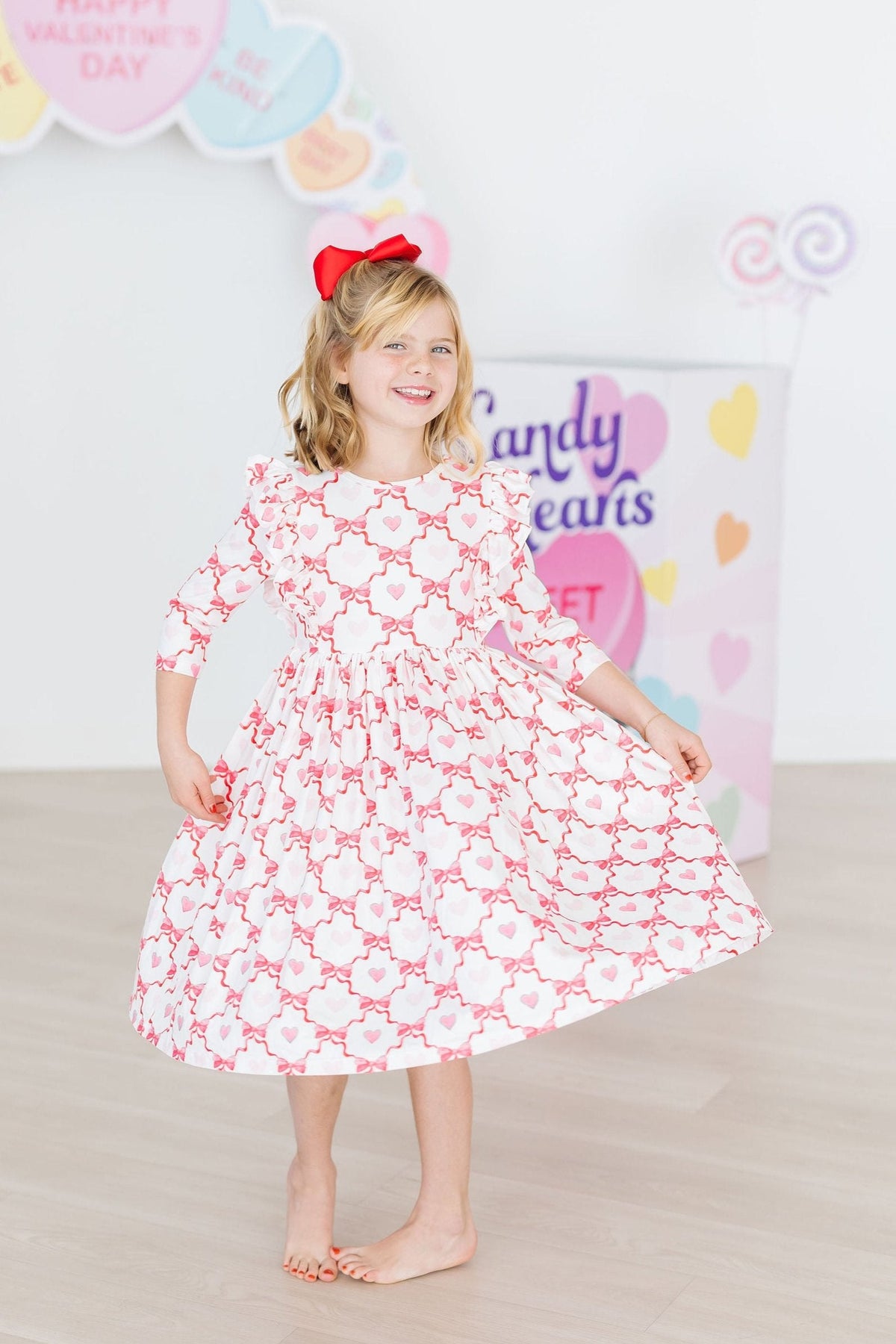 Lovebug 3/4 Sleeve Ruffle Twirl Dress - Image 8