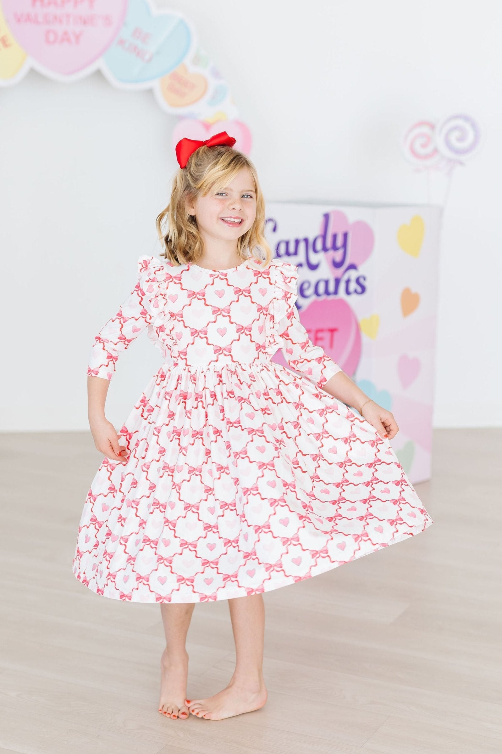 Lovebug 3/4 Sleeve Ruffle Twirl Dress - Image 8