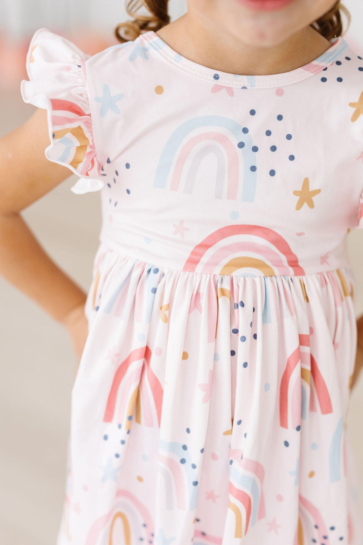 Over the Rainbow Flutter Sleeve Twirl Dress - Image 2