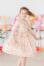 Pretty Peachy 3/4 Sleeve Pocket Twirl Dress - Image 3