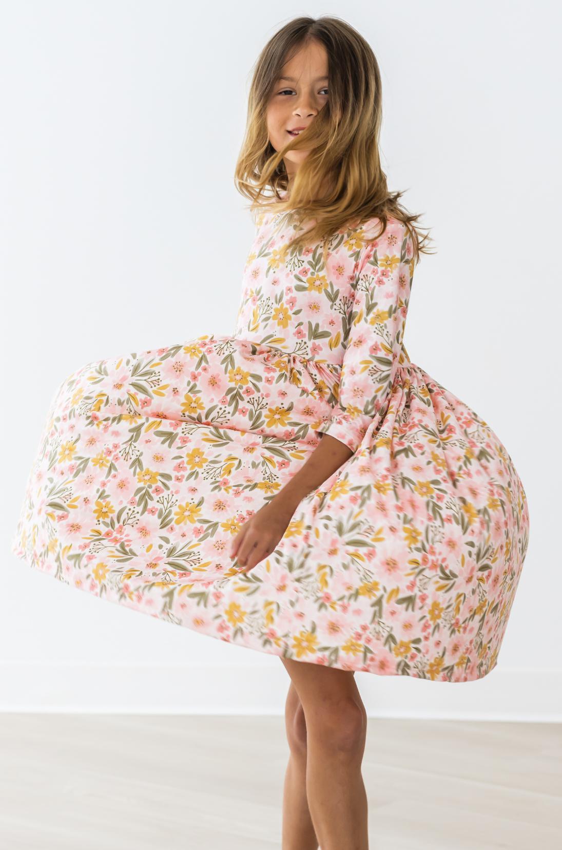 Pretty Peachy 3/4 Sleeve Pocket Twirl Dress - Image 4