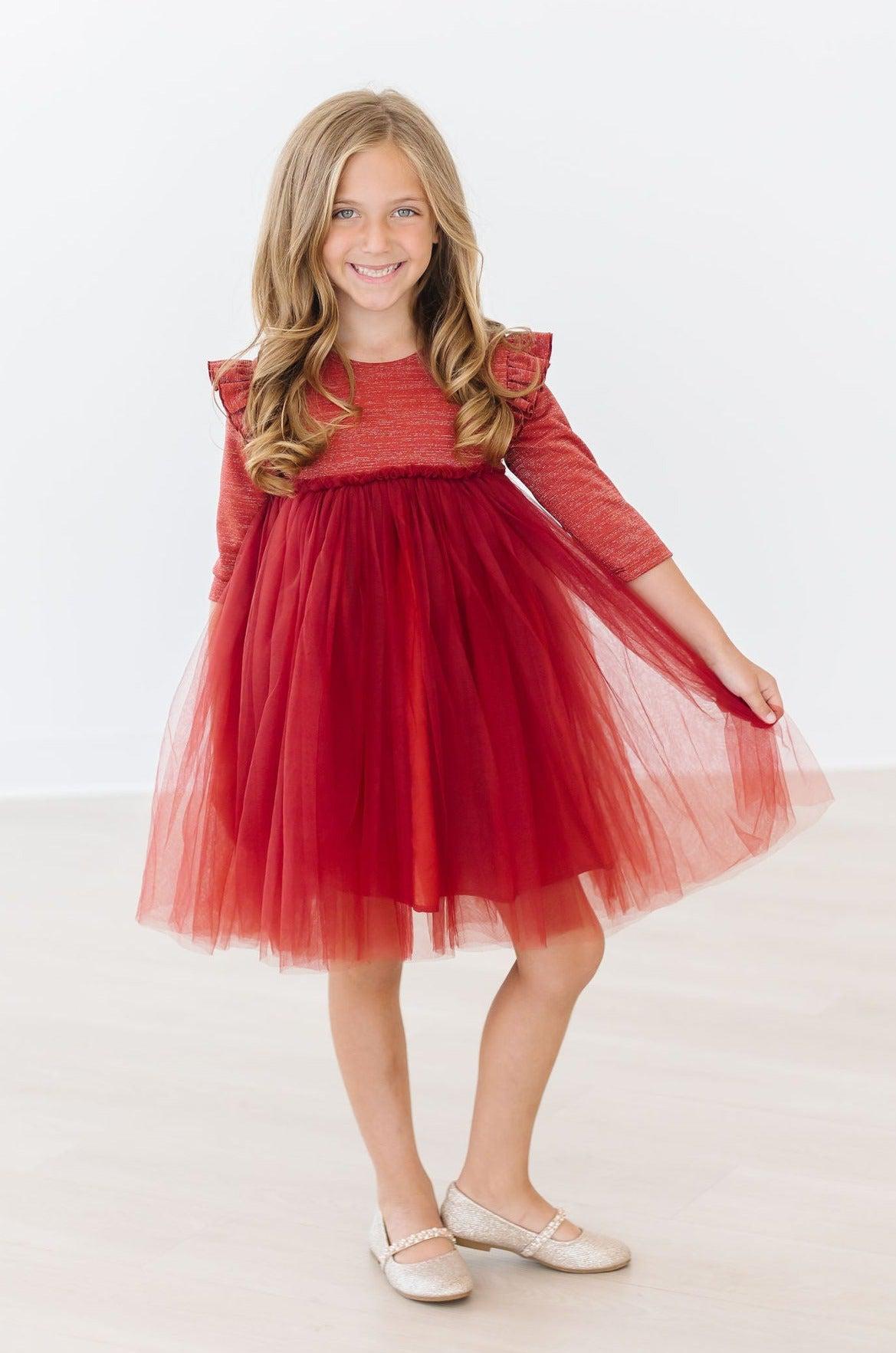 Pumpkin Spice Shimmer 3/4 Sleeve Tutu Dress - Image 6