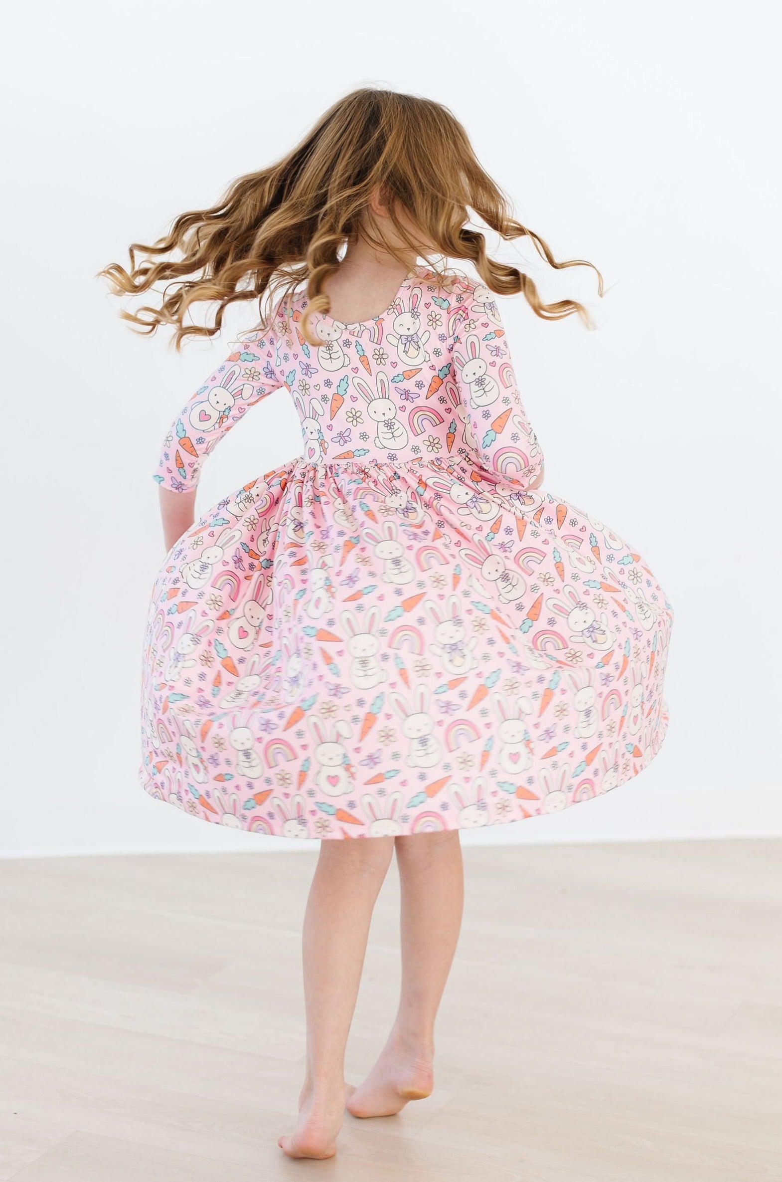 Springtime Bunnies 3/4 Sleeve Pocket Twirl Dress - Image 6