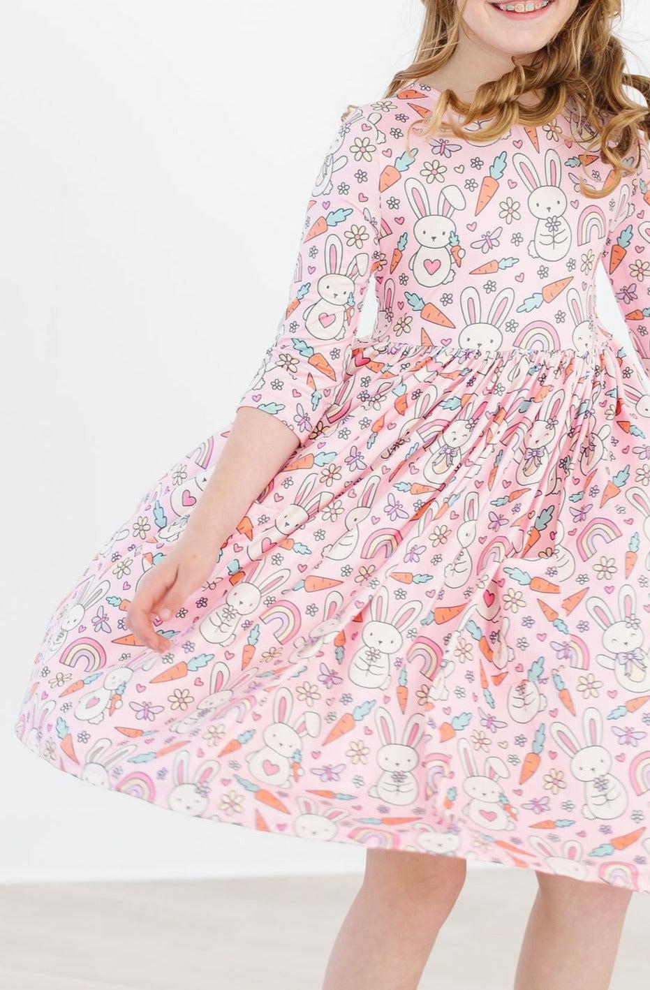 Springtime Bunnies 3/4 Sleeve Pocket Twirl Dress - Image 7