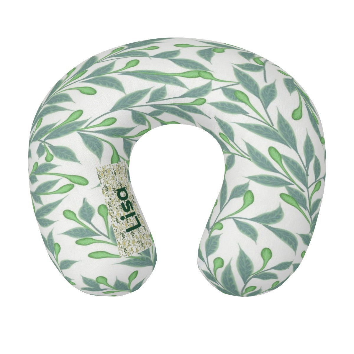 Personalized Botanical Leaf Travel Neck Pillow with Name | Memory Foam, Detachable Washable Cover | Custom Gift for Nature Lovers