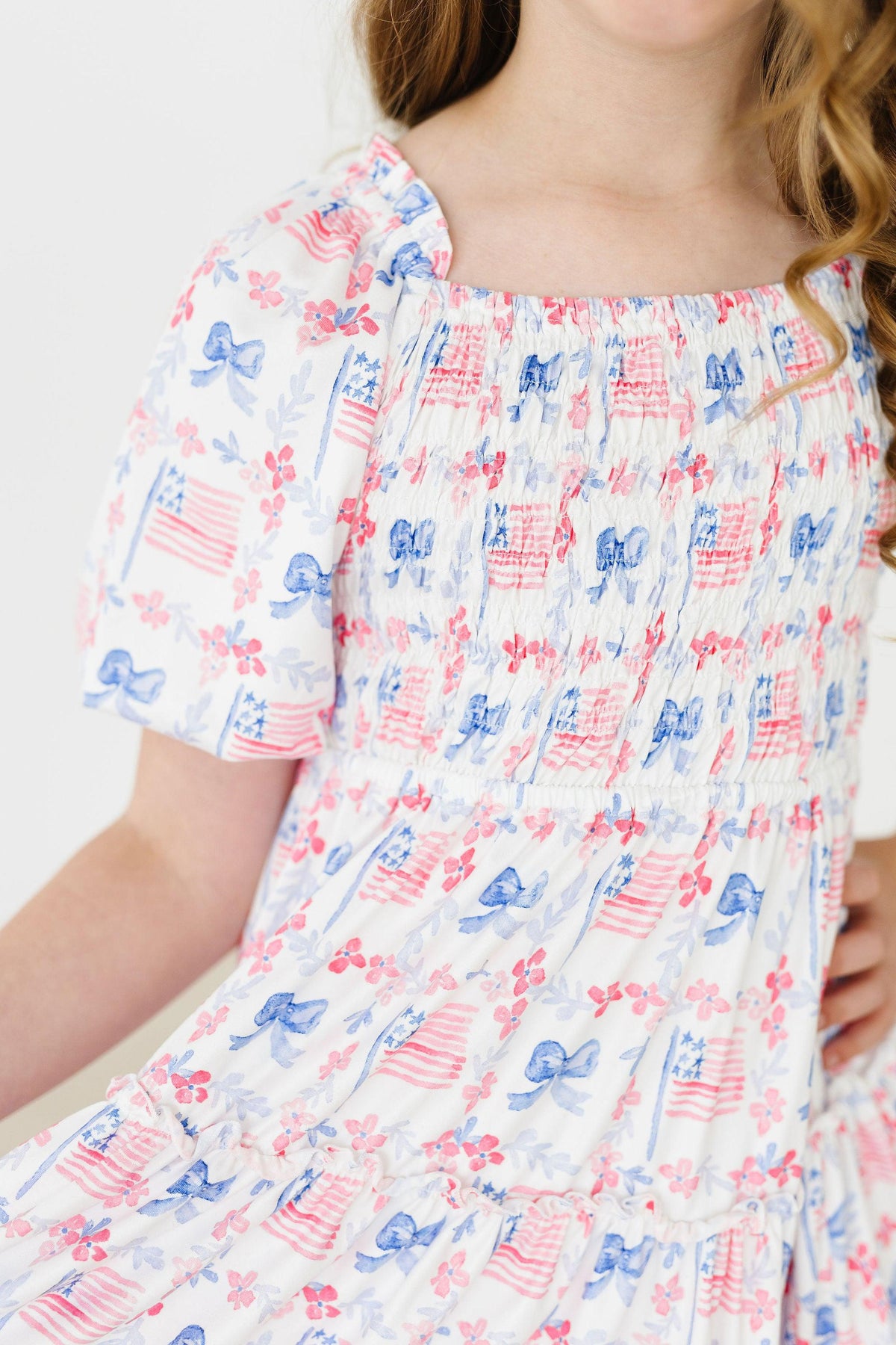 Vintage Flags Smocked Ruffle Dress - Image 3