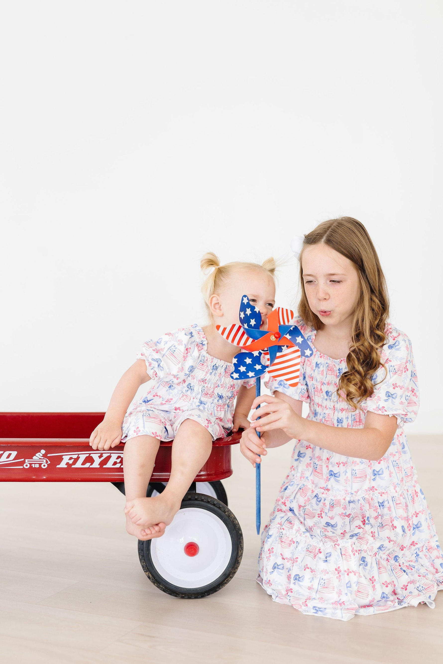 Vintage Flags Smocked Ruffle Dress - Image 4